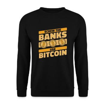 Les banques utilisent Bitcoin Crypto Crypto Crypto - Sweat-shirt Unisexe - noir - Devant - Alina (178cm) & Michal (187cm)
