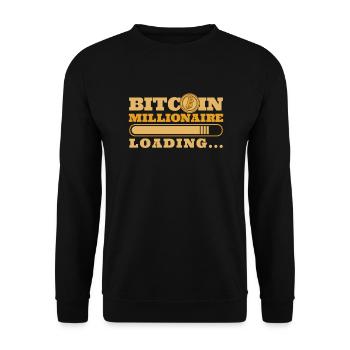 Bitcoin Millionaire Loading Blockchain Crypto - Unisex Pullover - Schwarz - Vorne - Alina (178cm) & Michal (187cm)