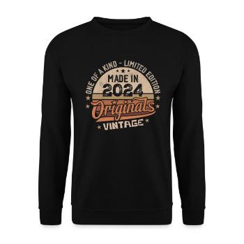 2024 Jahrgang Geboren 2024 Vintage Jubiläumsgeschenk - Unisex Pullover - Schwarz - Vorne - Alina (178cm) & Michal (187cm)