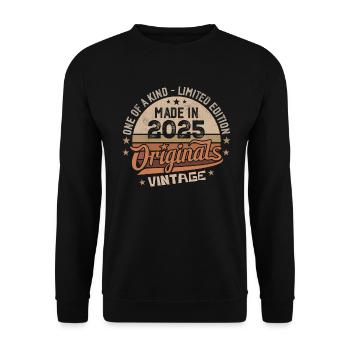 2025 Jahrgang Geboren 2025 Vintage Jubiläumsgeschenk - Unisex Pullover - Schwarz - Vorne - Alina (178cm) & Michal (187cm)