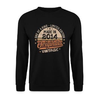 2014 Jahrgang Geboren 2014 Vintage Jubiläumsgeschenk - Unisex Pullover - Schwarz - Vorne - Alina (178cm) & Michal (187cm)