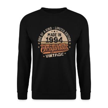 1994 Vintage Born 1994 Vintage Anniversary Gift - Unisex Sweatshirt - black - Front - Alina (178cm) & Michal (187cm)