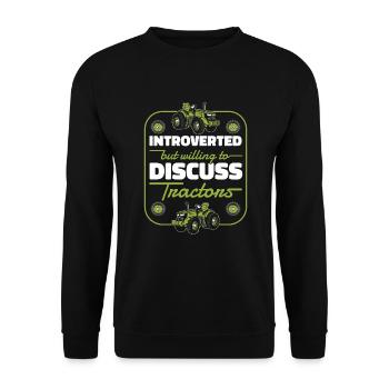 Introverti mais prêt à discuter des tracteurs Bauer - Sweat-shirt Unisexe - noir - Devant - Alina (178cm) & Michal (187cm)