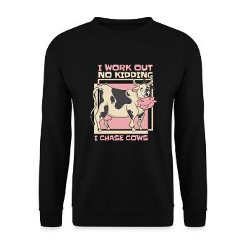 Je m’entraîne sans blague, je chasse les vaches, agriculteur biologique, agriculteur - Sweat-shirt Unisexe - noir - Devant - Alina (178cm) & Michal (187cm)