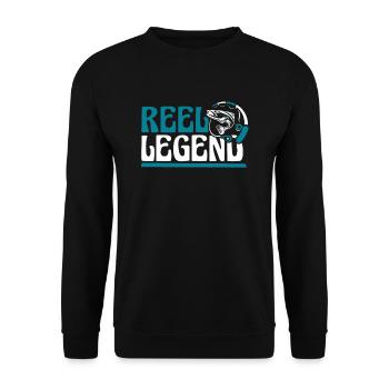 Reel Legend Fliegenfischer Spinnfischer - Unisex Pullover - Schwarz - Vorne - Alina (178cm) & Michal (187cm)