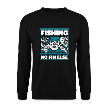 Fishing No Fin Else Hochseeangler Fliegenfischer - Unisex Pullover - Schwarz - Vorne - Alina (178cm) & Michal (187cm)