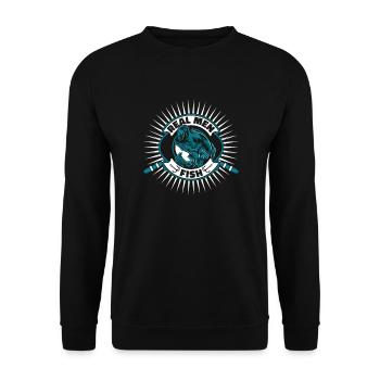 Real Men Fish Fliegenfischer Spinnfischer Angler - Unisex Pullover - Schwarz - Vorne - Alina (178cm) & Michal (187cm)
