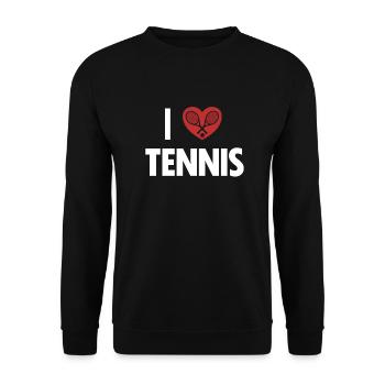 I love Tennis Tennistrainer Tennisspieler Tennis - Unisex Pullover - Schwarz - Vorne - Alina (178cm) & Michal (187cm)