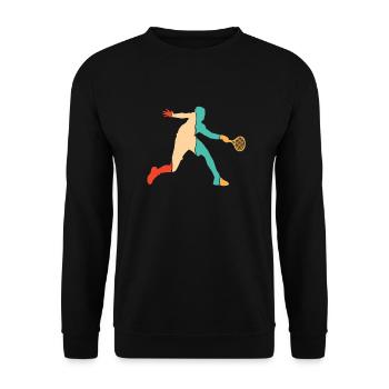 Retro Tennis Player Tennis Racket Tennis Coach - Unisex Sweatshirt - black - Front - Alina (178cm) & Michal (187cm)