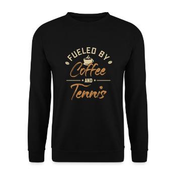 Fueled by Coffee and Tennis Tennisschläger Tennis - Unisex Pullover - Schwarz - Vorne - Alina (178cm) & Michal (187cm)