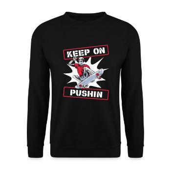 Keep On Pushin Skatepark Skatergirl Skaterboy - Unisex Sweatshirt - black - Front - Alina (178cm) & Michal (187cm)