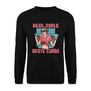Real Girls Skate Curbs Skaterboy Skatepark Skater - Unisex Pullover - Schwarz - Vorne - Alina (178cm) & Michal (187cm)