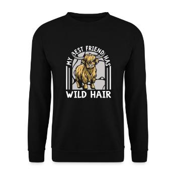 Mon meilleur ami a une vache Highland aux cheveux sauvages - Sweat-shirt Unisexe - noir - Devant - Alina (178cm) & Michal (187cm)