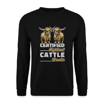 Certified Highland Cattle Breeder Breeder - Unisex Sweatshirt - black - Front - Alina (178cm) & Michal (187cm)