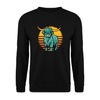 Retro Highland Cow Highland génisse éleveur - Sweat-shirt Unisexe - noir - Devant - Alina (178cm) & Michal (187cm)