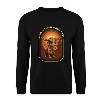 Hairy Is The New Beautiful Highland Cow Highland - Unisex Sweatshirt - black - Front - Alina (178cm) & Michal (187cm)