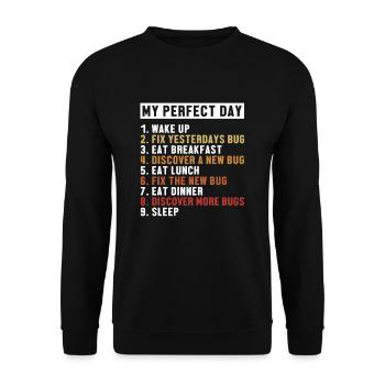 Correction de bugs Perfect Day Développeur Codeur Programmeur - Sweat-shirt Unisexe - noir - Devant - Alina (178cm) & Michal (187cm)