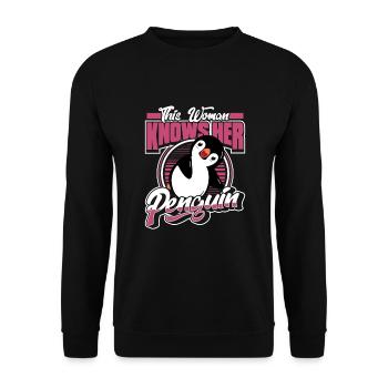 This Woman Knows Her Penguin Seevogel - Unisex Pullover - Schwarz - Vorne - Alina (178cm) & Michal (187cm)