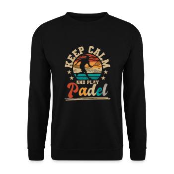 Keep Calm and play Padel Paddleball Paddle Tennis - Unisex Sweatshirt - black - Front - Alina (178cm) & Michal (187cm)