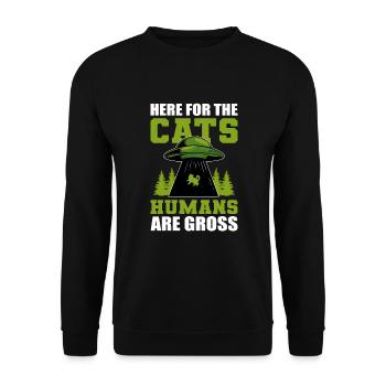 Here For The Cats Humans Are Gross Hauskatze - Unisex Pullover - Schwarz - Vorne - Alina (178cm) & Michal (187cm)