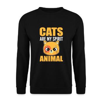 Cats Are My Spirit Animal Kätzchen Hauskatze Katze - Unisex Pullover - Schwarz - Vorne - Alina (178cm) & Michal (187cm)