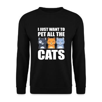 I Just Want To Pet All The Cats Miezekatze - Unisex Pullover - Schwarz - Vorne - Alina (178cm) & Michal (187cm)