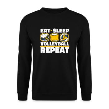 Eat Sleep Volleyball Repeat Volleyballerin - Unisex Pullover - Schwarz - Vorne - Alina (178cm) & Michal (187cm)