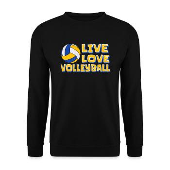 Live Love Volleyball Volleyballspieler Volleyball - Unisex Pullover - Schwarz - Vorne - Alina (178cm) & Michal (187cm)
