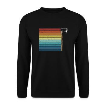 Retro-Axt-Wurf-Wettbewerbsspiel Profi - Unisex Pullover - Schwarz - Vorne - Alina (178cm) & Michal (187cm)