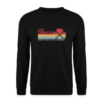 Axe Throwing mehr als ein Hobby Competition Game - Unisex Pullover - Schwarz - Vorne - Alina (178cm) & Michal (187cm)