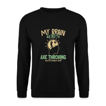 Mon cerveau est à 95 % Axtwerfen Jeu de lancer de hache Hache - Sweat-shirt Unisexe - noir - Devant - Alina (178cm) & Michal (187cm)