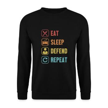 Eat Sleep Defend Repeat Legal Counsel Law - Unisex Sweatshirt - black - Front - Alina (178cm) & Michal (187cm)