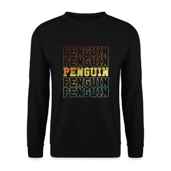 Retro Penguin Kaiserpinguin Seevogel - Unisex Pullover - Schwarz - Vorne - Alina (178cm) & Michal (187cm)