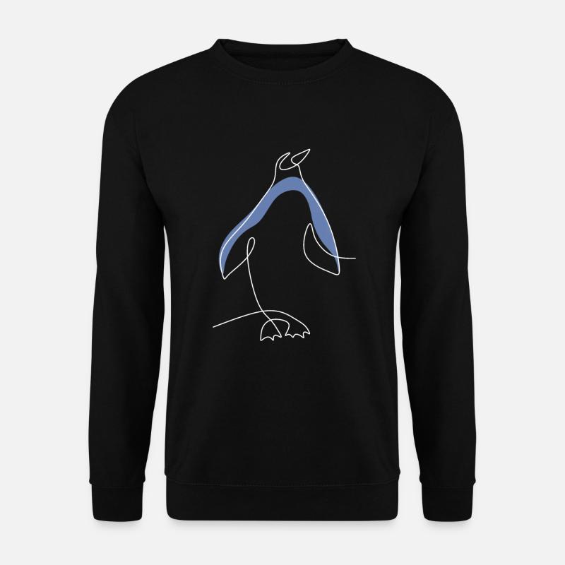 One Line Königspinguin Kaiserpinguin Seevogel - Unisex Pullover - Schwarz