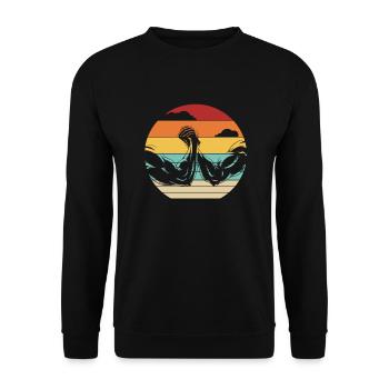 Retro Hand Wrestling Techniques Exercise Arm - Unisex Sweatshirt - black - Front - Alina (178cm) & Michal (187cm)