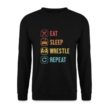 Eat Sleep Wrestle Repeat Techniques Exercise Arm - Unisex Sweatshirt - black - Front - Alina (178cm) & Michal (187cm)