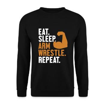 Manger Dormir Bras Lutter Répéter Exercice Entraîneur Bras - Sweat-shirt Unisexe - noir - Devant - Alina (178cm) & Michal (187cm)