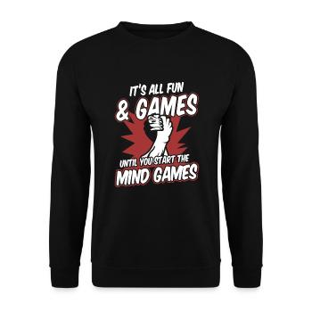 Until You Start The Mind Games Exercise Arm - Unisex Sweatshirt - black - Front - Alina (178cm) & Michal (187cm)