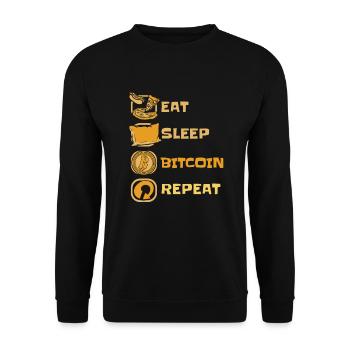 Manger dormir Bitcoin Répéter Crypto-monnaie Blockchain - Sweat-shirt Unisexe - noir - Devant - Alina (178cm) & Michal (187cm)