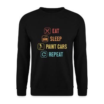 Manger Dormir Peinture Voitures Répétition Voiture Spray Automobile - Sweat-shirt Unisexe - noir - Devant - Alina (178cm) & Michal (187cm)