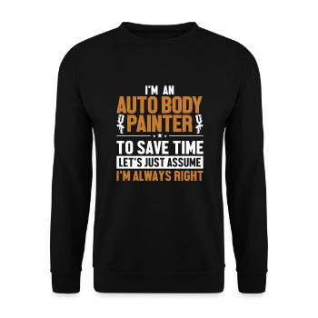 Karosserielackierer: Nehmen wir an, ich habe Recht, Fahrzeug - Unisex Pullover - Schwarz - Vorne - Alina (178cm) & Michal (187cm)