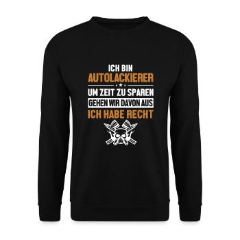 Autolackierer hat immer Recht Automotive Vehicle - Unisex Sweatshirt - black - Front - Alina (178cm) & Michal (187cm)