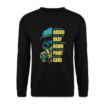 Au fond de moi, je veux peindre plus de voitures Automobile Voiture - Sweat-shirt Unisexe - noir - Devant - Alina (178cm) & Michal (187cm)