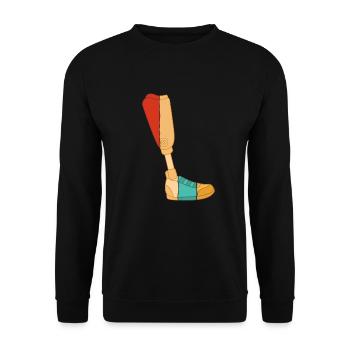 Retro Künstliche Beine Prothese Fuß Benutzer Bein - Unisex Pullover - Schwarz - Vorne - Alina (178cm) & Michal (187cm)