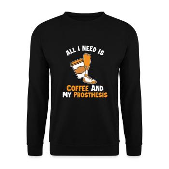 Kaffee und meine Prothese Prothese Fuß Benutzer Bein - Unisex Pullover - Schwarz - Vorne - Alina (178cm) & Michal (187cm)