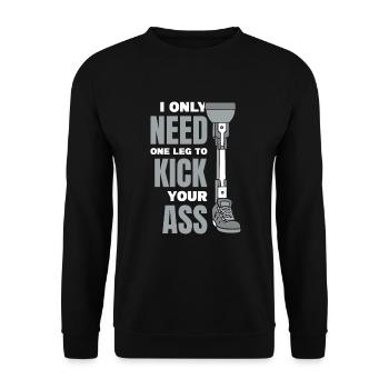 Vous n’avez besoin que d’une jambe pour vous botter le cul - Sweat-shirt Unisexe - noir - Devant - Alina (178cm) & Michal (187cm)