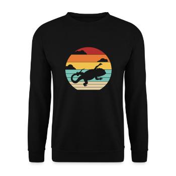 Retro Pogona Pet Lizard Owner Bearded Dragon - Unisex Sweatshirt - black - Front - Alina (178cm) & Michal (187cm)