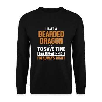 Bearded Dragon Let's Assume I'm Right Pogona - Unisex Sweatshirt - black - Front - Alina (178cm) & Michal (187cm)