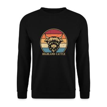 Retro Highland vache éleveur de bovins écossais - Sweat-shirt Unisexe - noir - Devant - Alina (178cm) & Michal (187cm)
