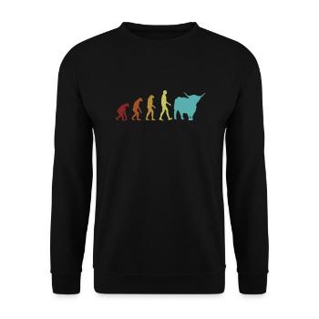 Highland Cattle Evolution Highland Cow Highland - Unisex Sweatshirt - black - Front - Alina (178cm) & Michal (187cm)